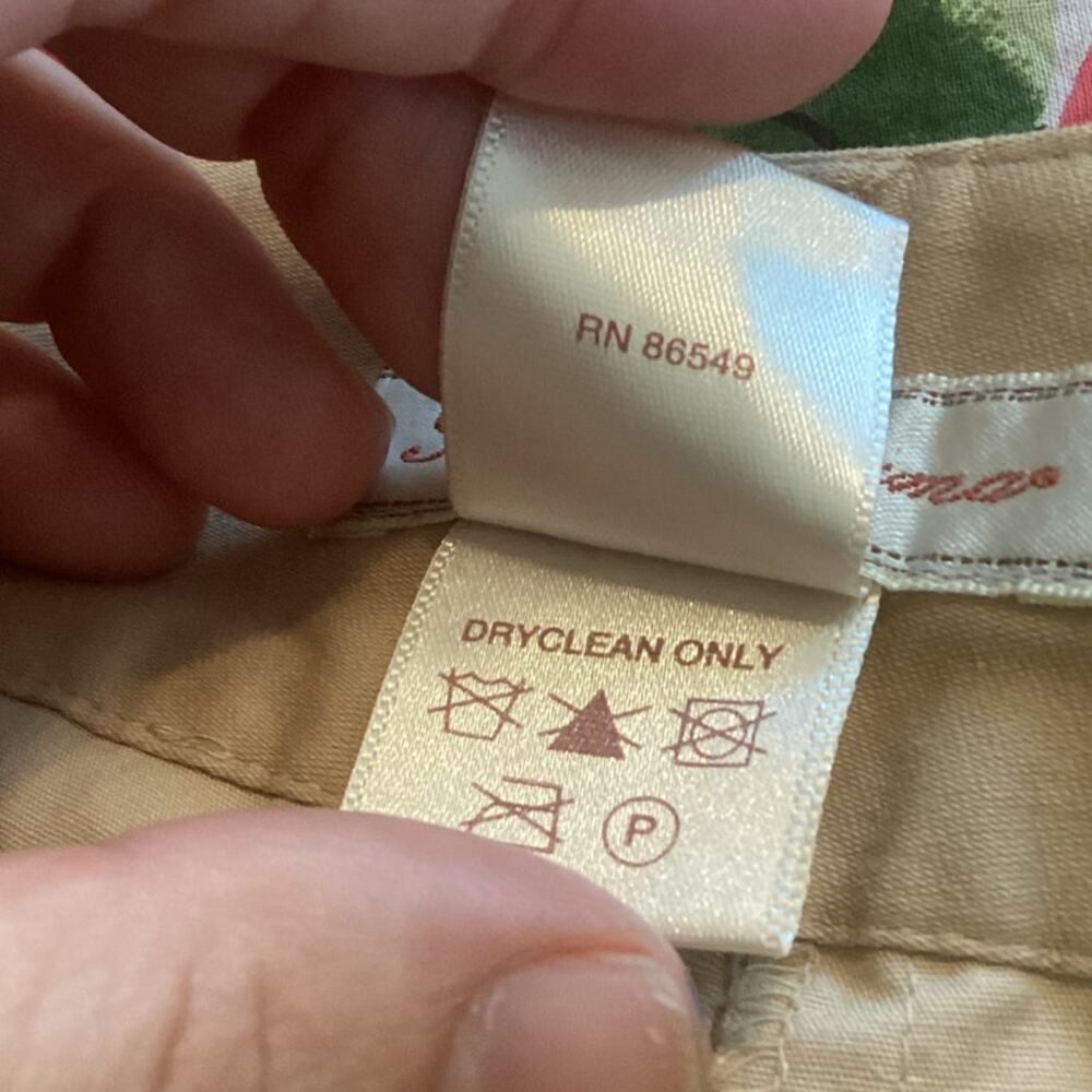 Vtg Tommy Bahama Womens Capris Size 2 Hawaiian Tropical Beige Floral Cotton Silk - Picture 14 of 14